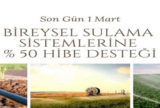 Bireysel Sulama Sistemlerine % 50 Hibe Desteği