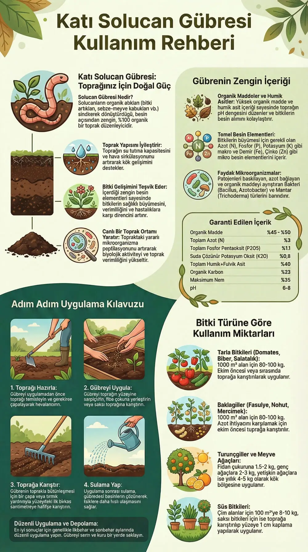 Katı Solucan Gübresi Kullanım Rehberi Katı Solucan Gübresi Kullanım Rehberi